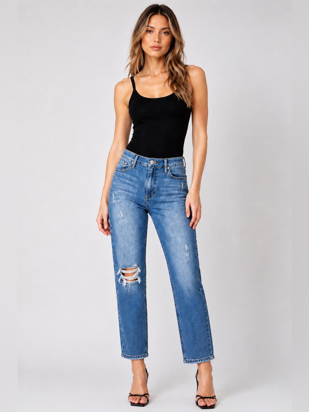 Black Orchid‎ Los Angeles Jeans Size 26 Hipster Crop Boyfriend Distressed Denim